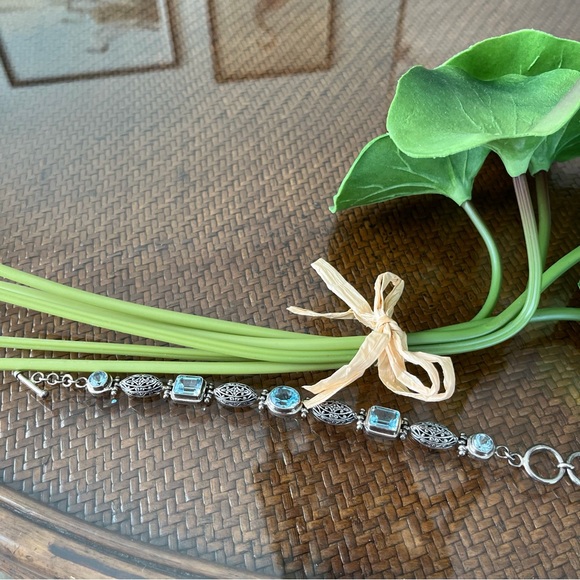 Sterling Silver Blue Topaz Bracelet - Picture 3 of 6